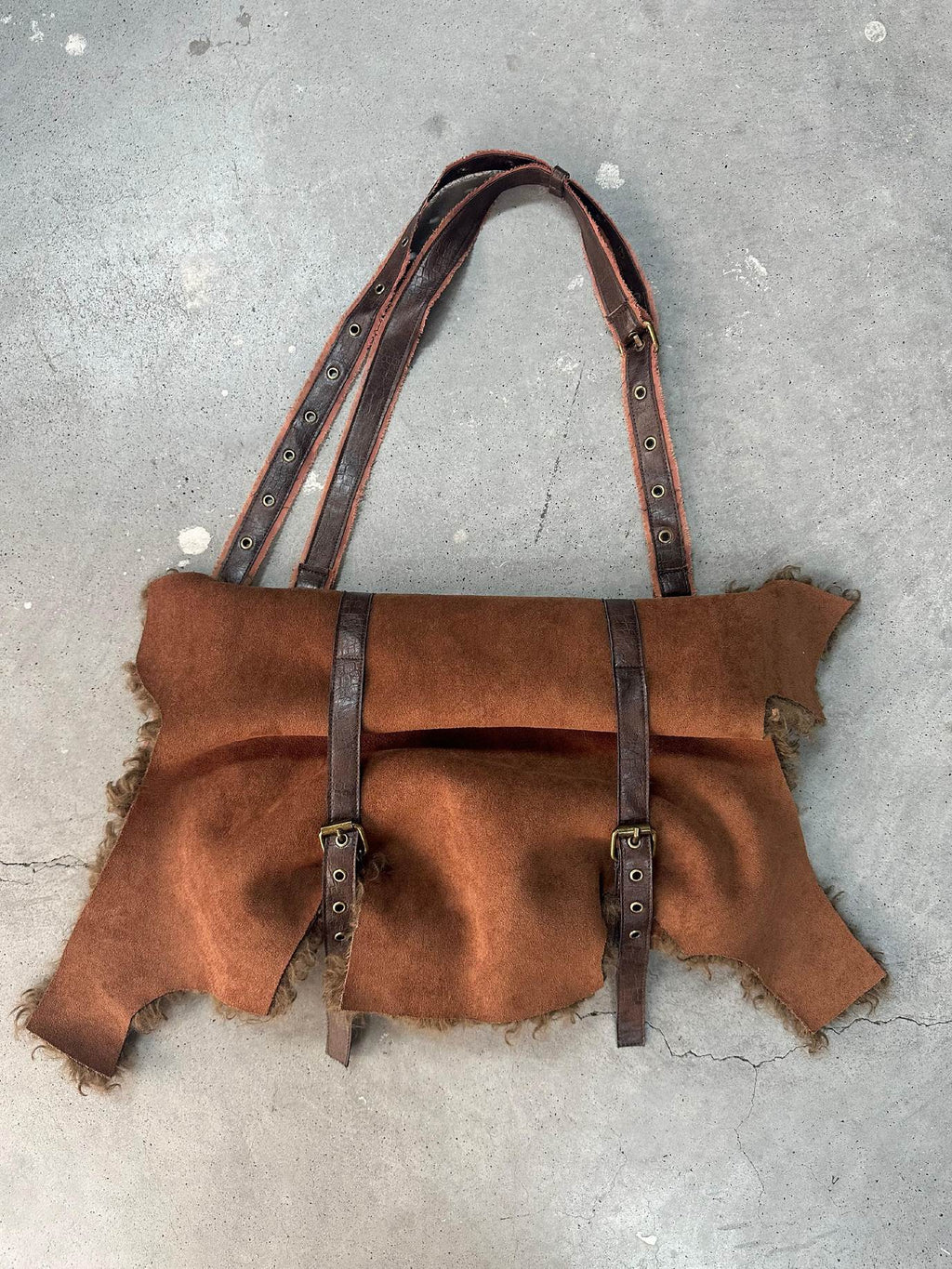 OPEN AESTHETIC Plush Suede Envelope Lock Single Strap Daily Crossbody American Vintage Handbags