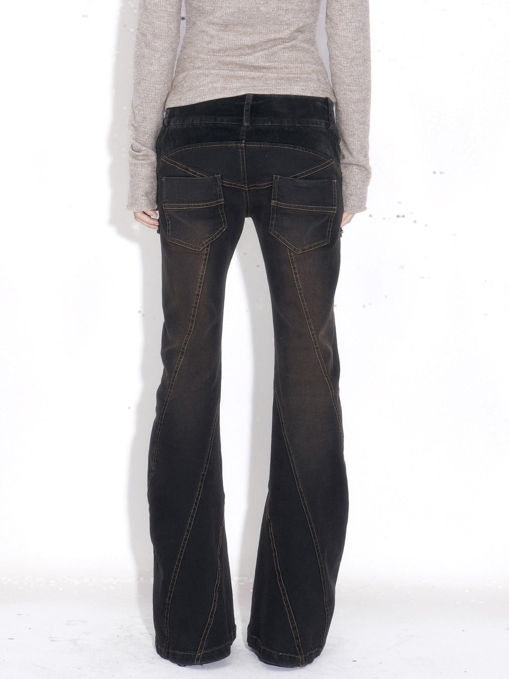 OPEN AESTHETIC Rhinestone Lace Slim Cotton Knit Casual Womens Khaki Long Sleeve T-Shirts