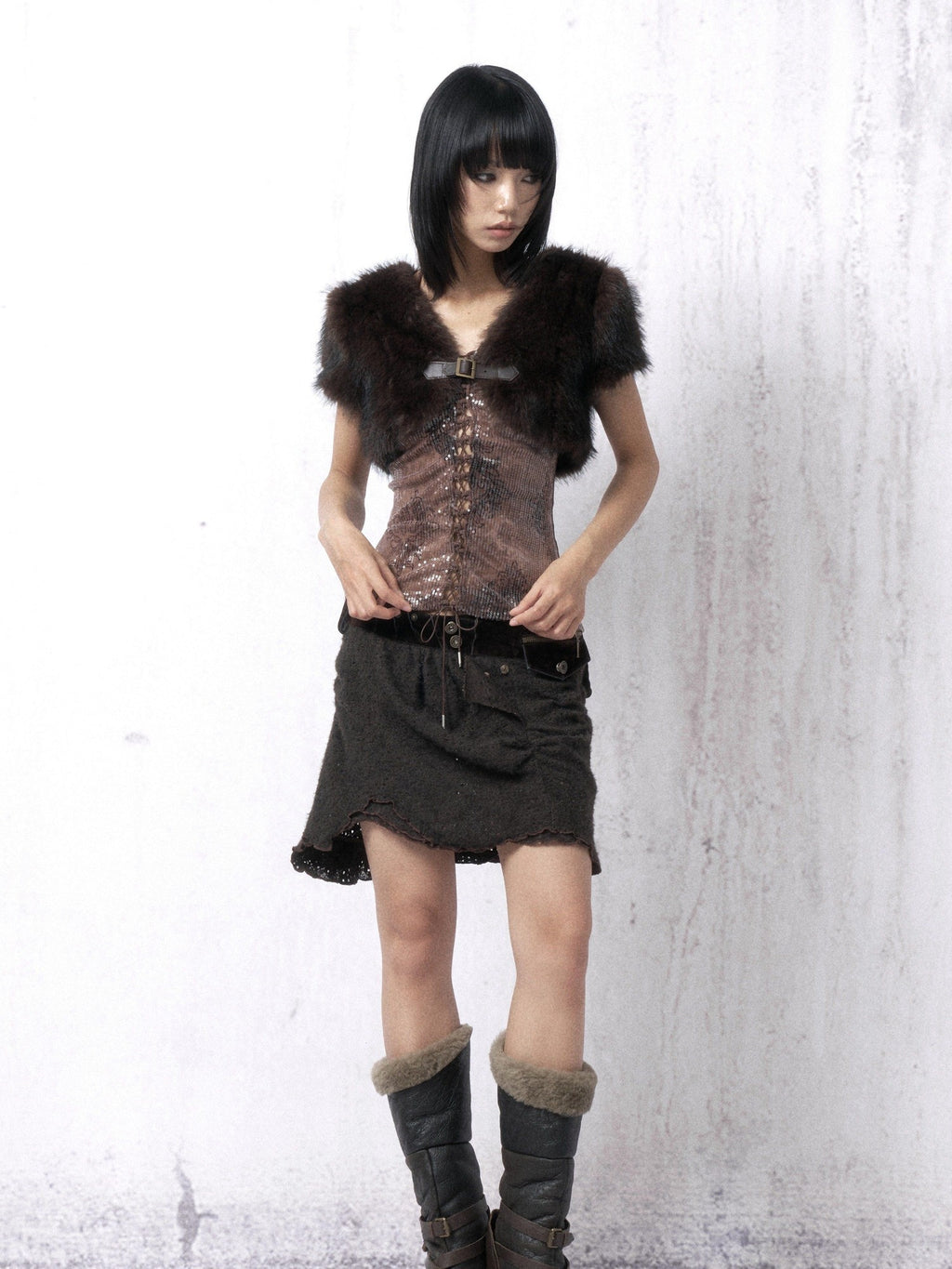 OPEN AESTHETIC Sequin Embroidered Printed Retro Camisole Two Piece Casual Women Polyester Vests