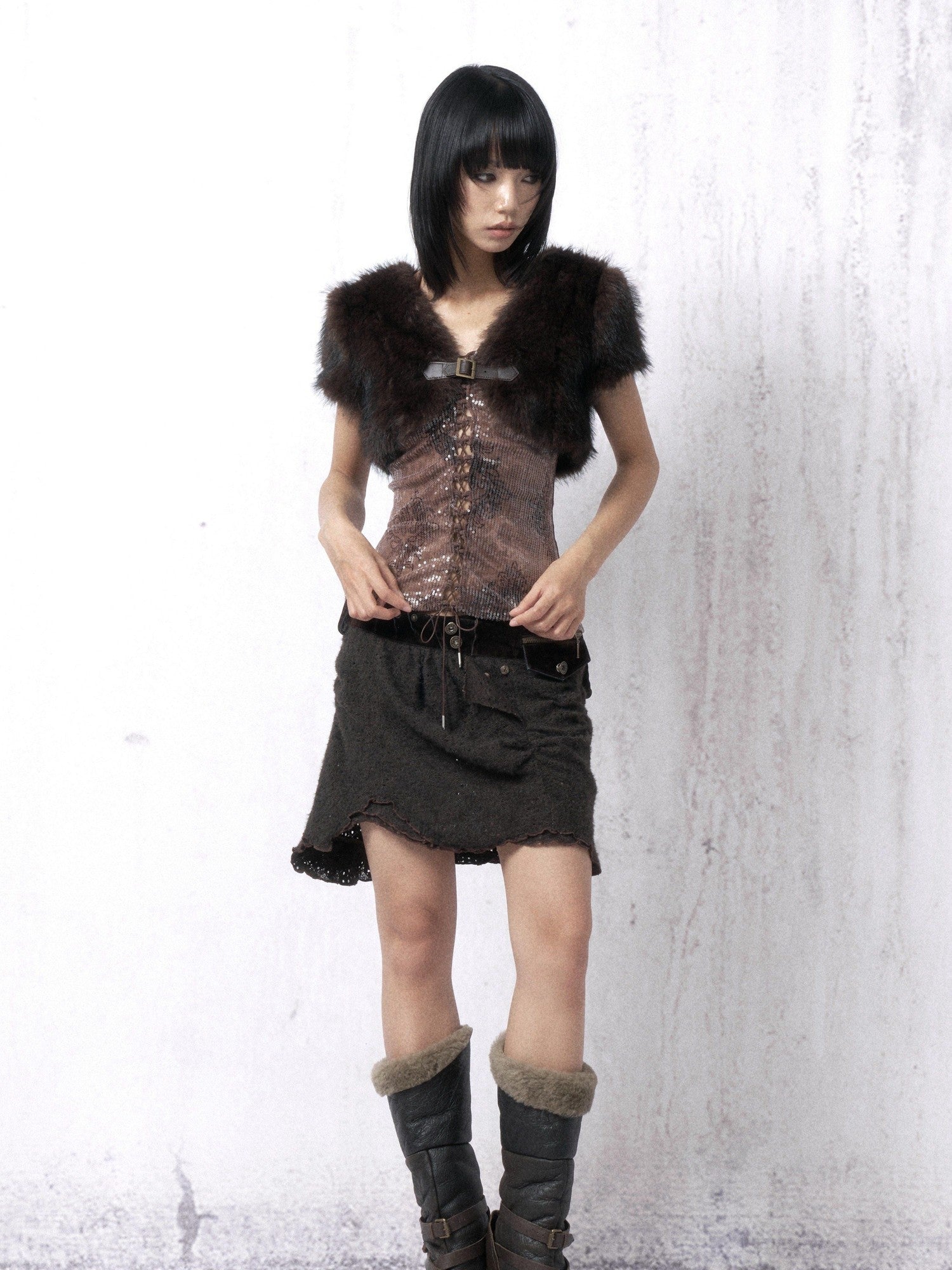 OPEN AESTHETIC Sequin Embroidered Printed Retro Camisole Two Piece Casual Women Polyester Vests