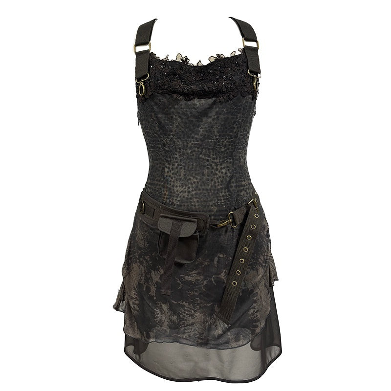 OPEN_AESTHETIC_Soft_Polyester_Vintage_Cinched_Waist_Draped_Neck_City_Walk_Slip_Mini_Dresses_MISSTT