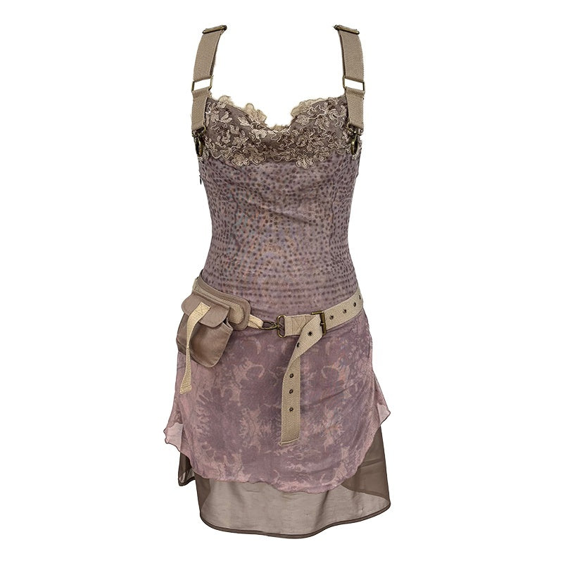 OPEN_AESTHETIC_Soft_Polyester_Vintage_Cinched_Waist_Draped_Neck_City_Walk_Slip_Mini_Dresses_MISSTT