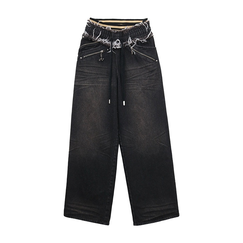 OPEN_AESTHETIC_Washed_Distressed_Relaxed_Midstretch_Elastic_Waist_Black_Denim_Straight_Jeans_MISSTT