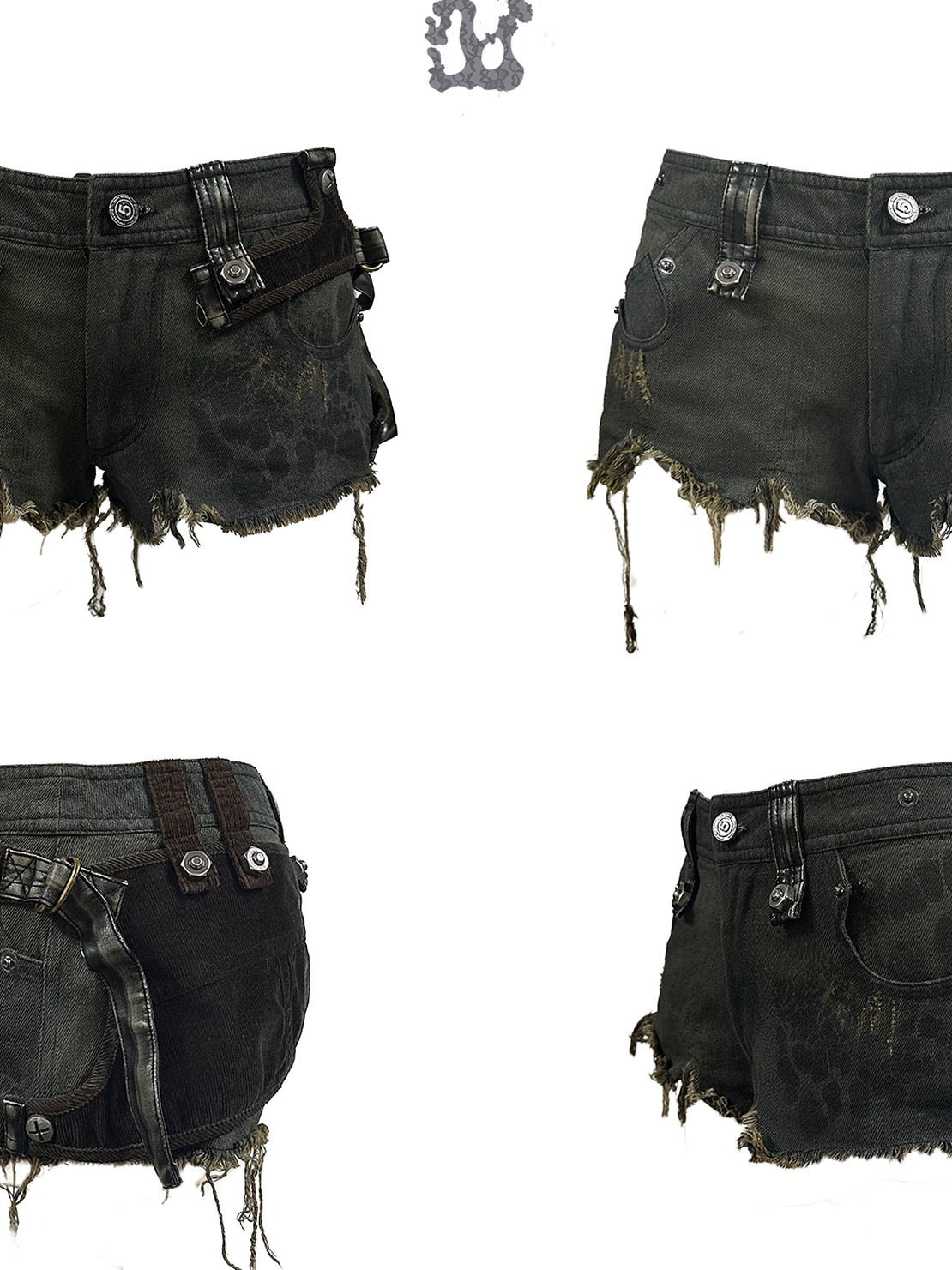 OPEN AESTHETIC Washed Low Rise Slim Straight Casual Zip Fly Waterwash Blue Denim Shorts
