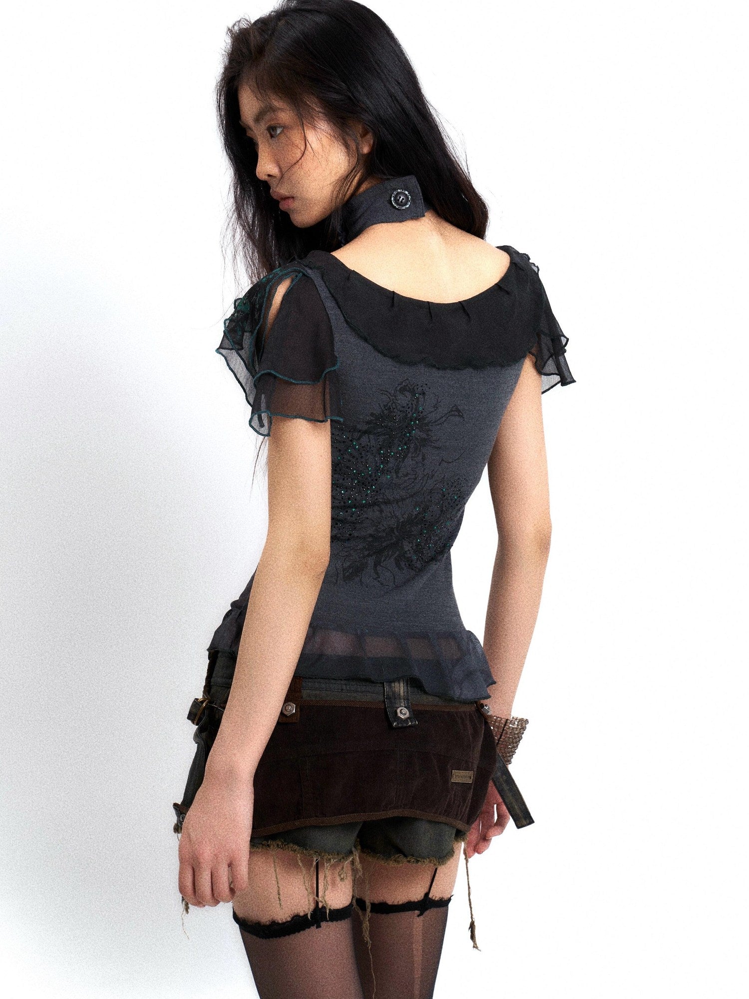 OPEN AESTHETIC Washed Low Rise Slim Straight Casual Zip Fly Waterwash Blue Denim Shorts