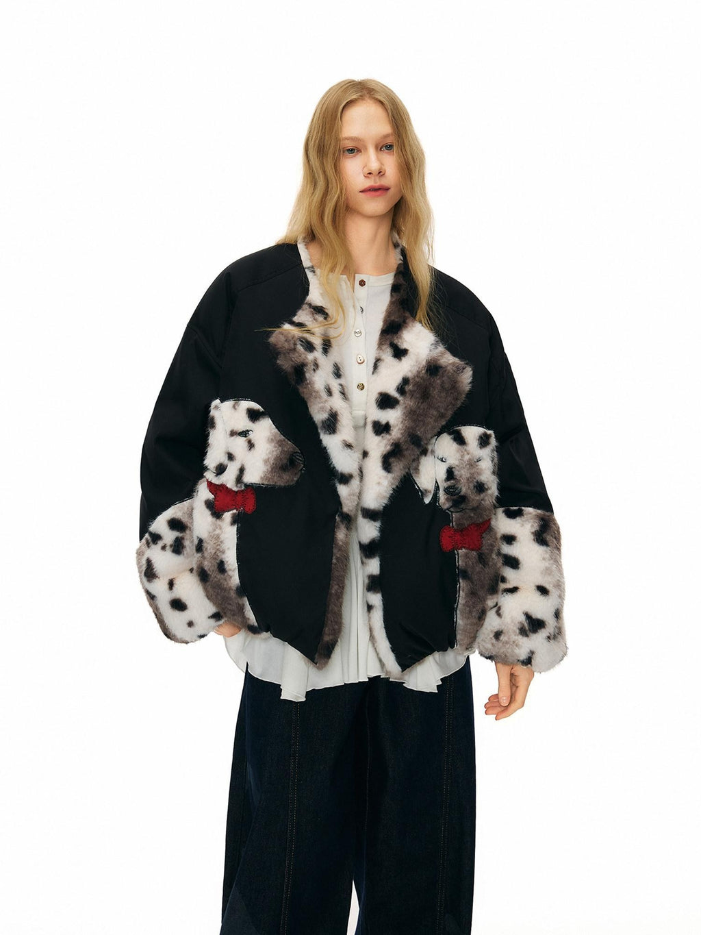 Outthe Blue 90 Fill White Duck Down Thick Warm Casual Animal Print Womens Black Down Jackets