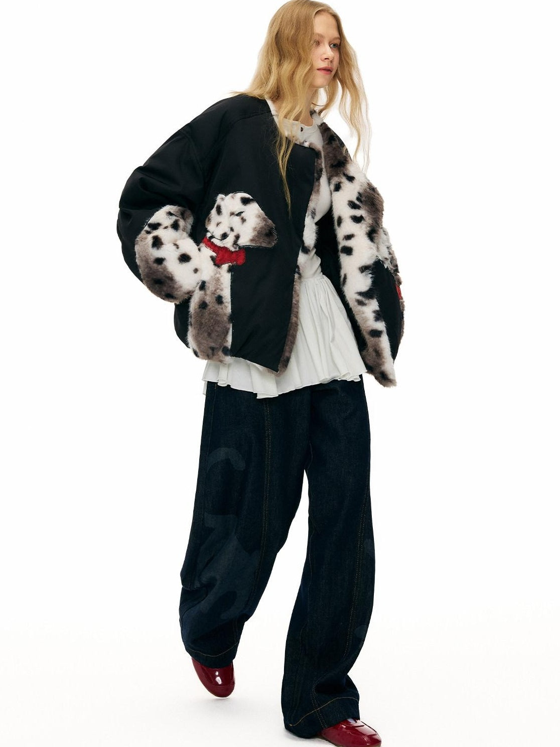 Outthe Blue 90 Fill White Duck Down Thick Warm Casual Animal Print Womens Black Down Jackets