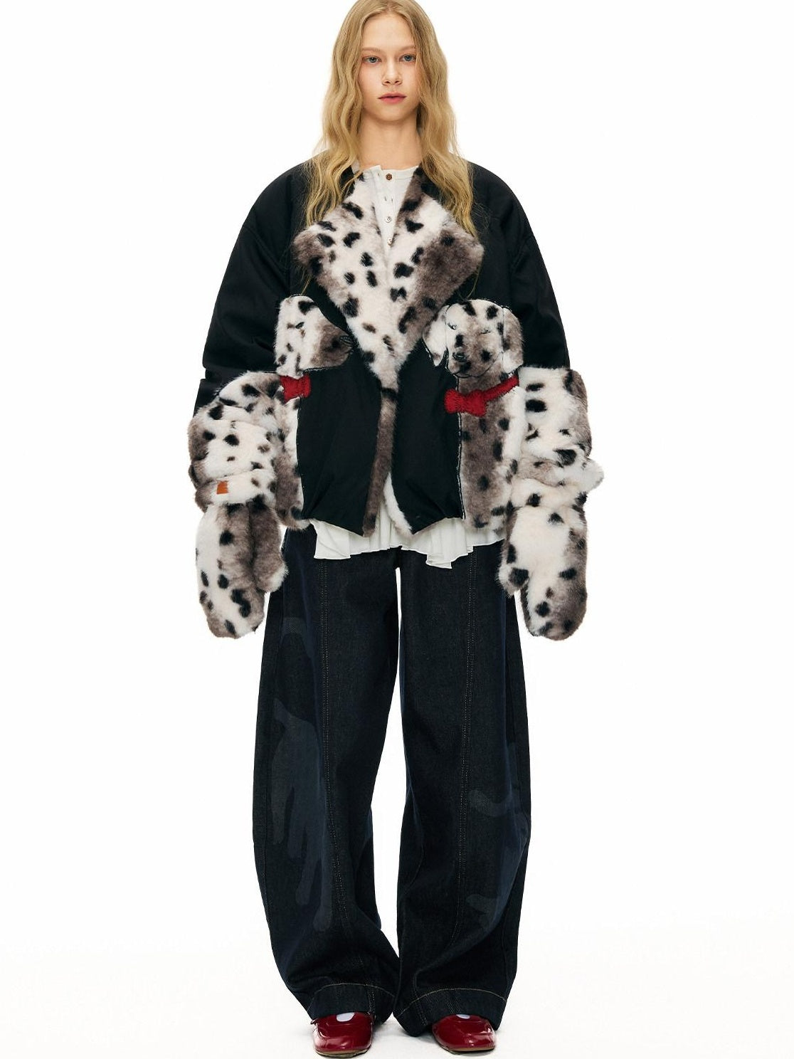 Outthe Blue 90 Fill White Duck Down Thick Warm Casual Animal Print Womens Black Down Jackets