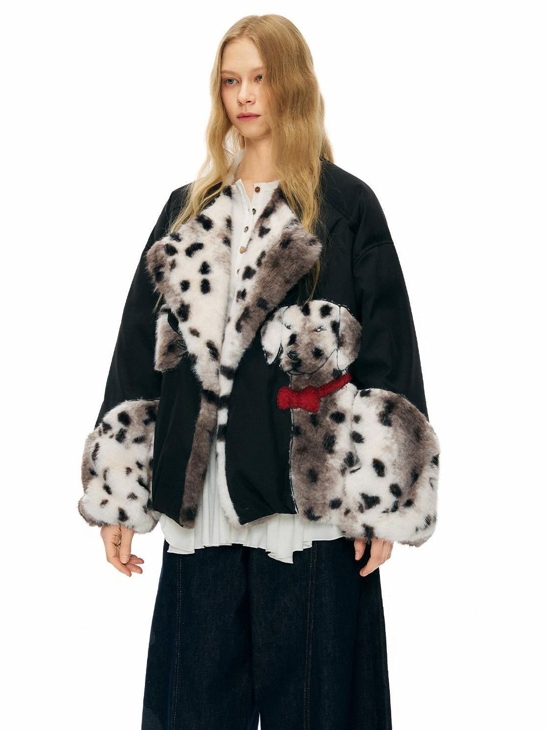 Outthe Blue 90 Fill White Duck Down Thick Warm Casual Animal Print Womens Black Down Jackets
