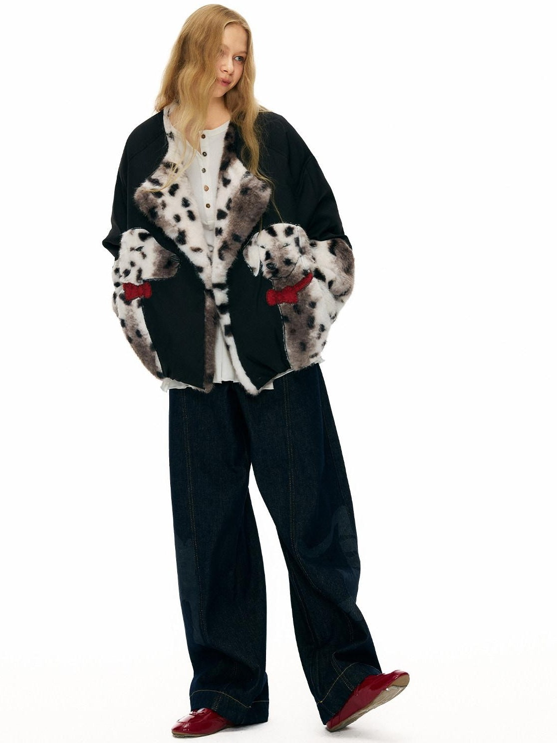 Outthe Blue 90 Fill White Duck Down Thick Warm Casual Animal Print Womens Black Down Jackets