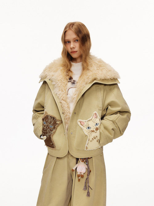 Outthe Blue 90 Percent White Duck Down Eco Casual Thick Collar Khaki Women Down Jackets