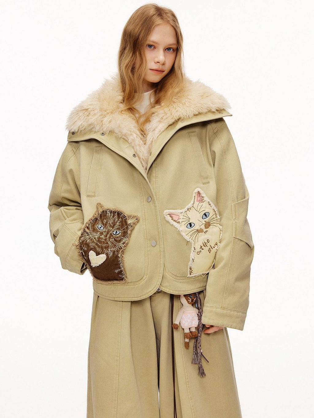 Outthe Blue 90 Percent White Duck Down Eco Casual Thick Collar Khaki Women Down Jackets