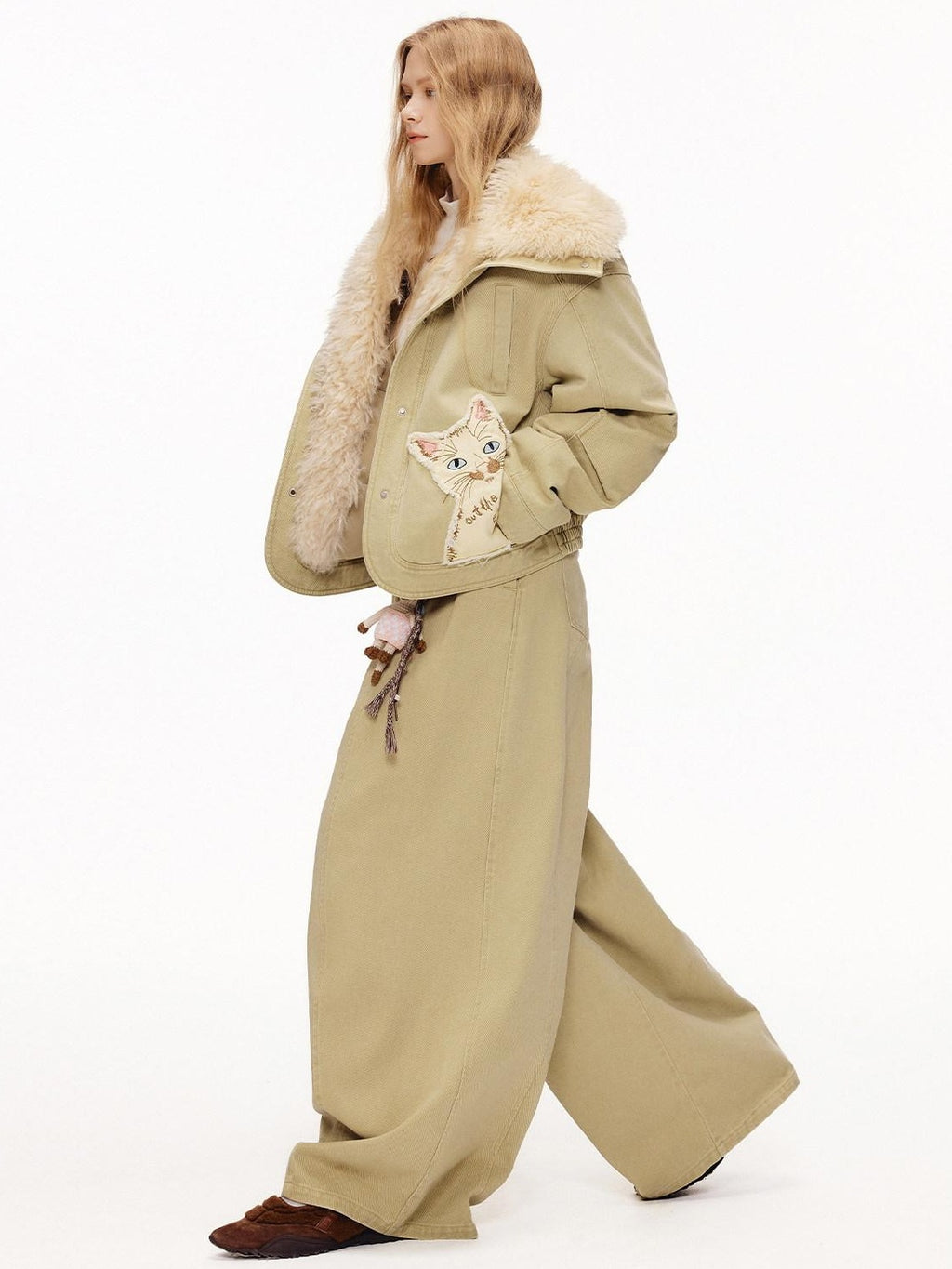 Outthe Blue 90 Percent White Duck Down Eco Casual Thick Collar Khaki Women Down Jackets