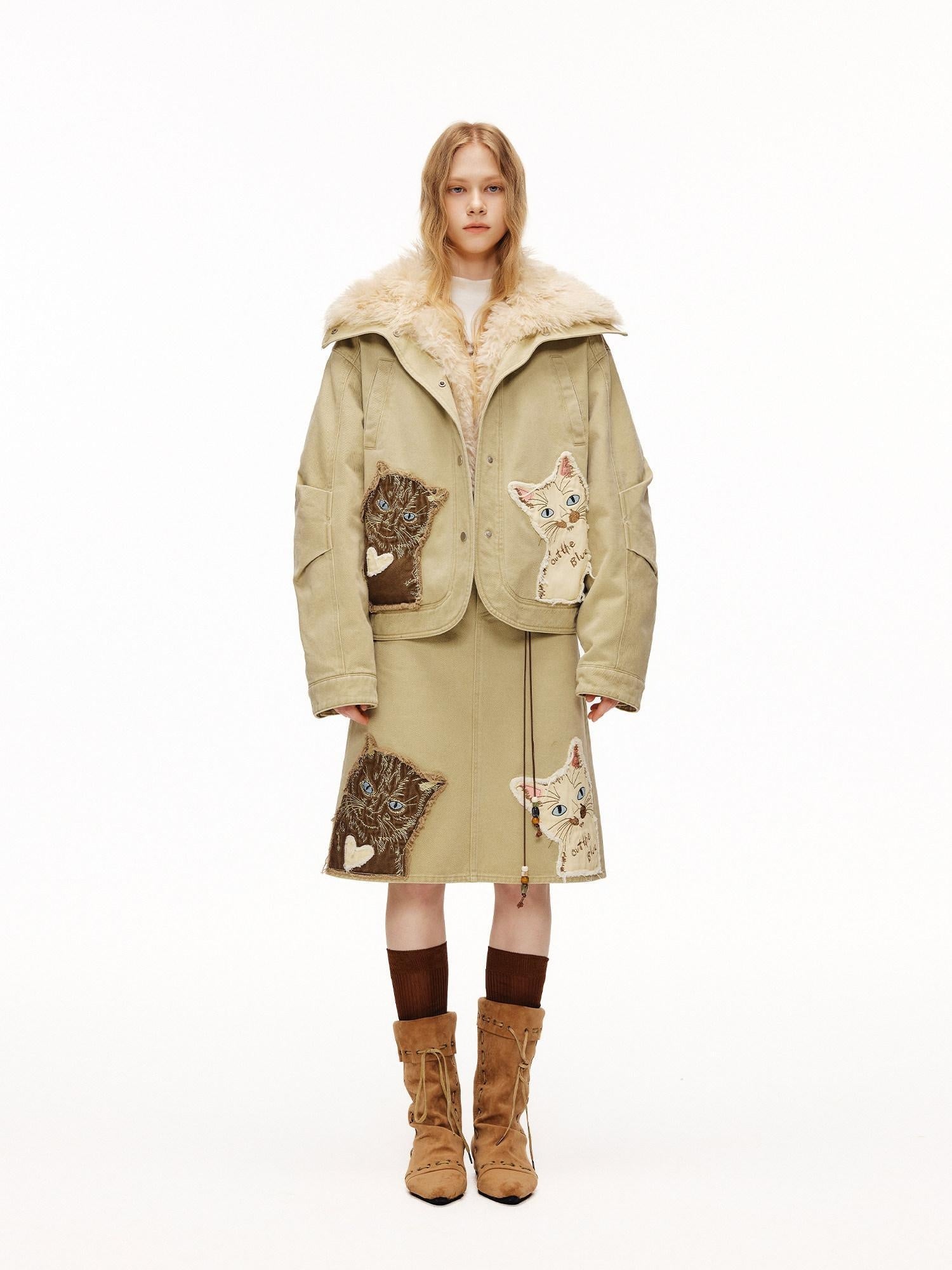 Outthe Blue 90 Percent White Duck Down Eco Casual Thick Collar Khaki Women Down Jackets