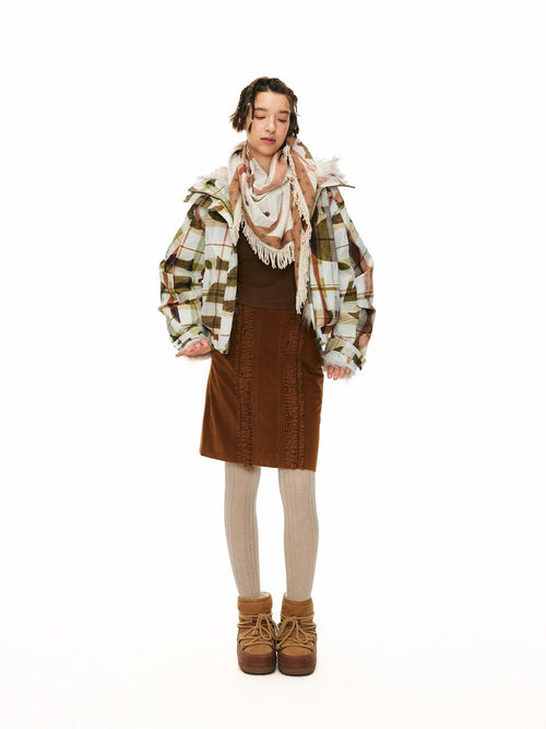 Outthe Blue 90% White Duck Down Warm Casual Print Stand Collar Low Waist Women Down Jackets