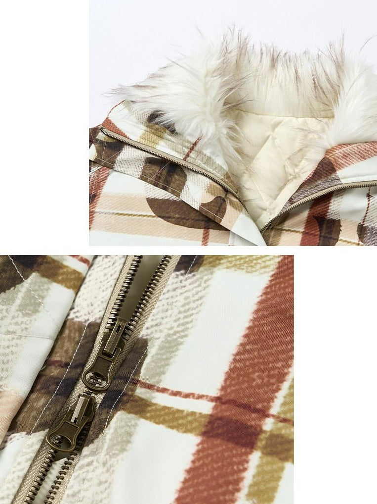 Outthe Blue 90% White Duck Down Warm Casual Print Stand Collar Low Waist Women Down Jackets