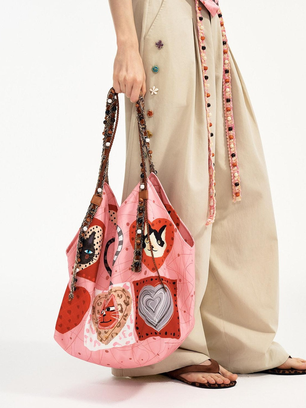 Outthe Blue Anime Print British Inspired Medium Casual Youth Single Strap Red Pink Tote Bags