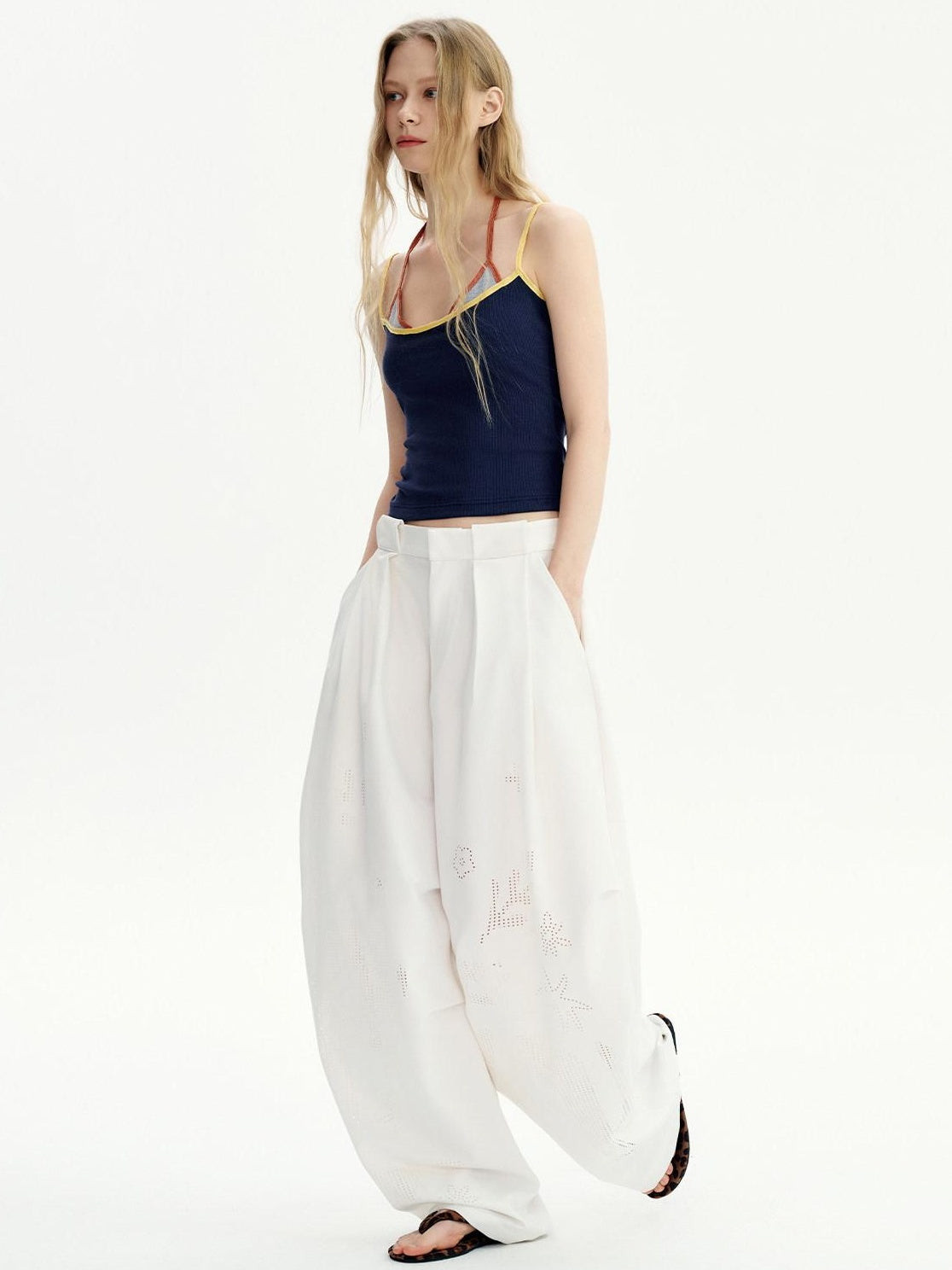 Outthe Blue Backless Cropped Slim Fit Office Commuter Navy Cotton Rayon Spandex Camisoles