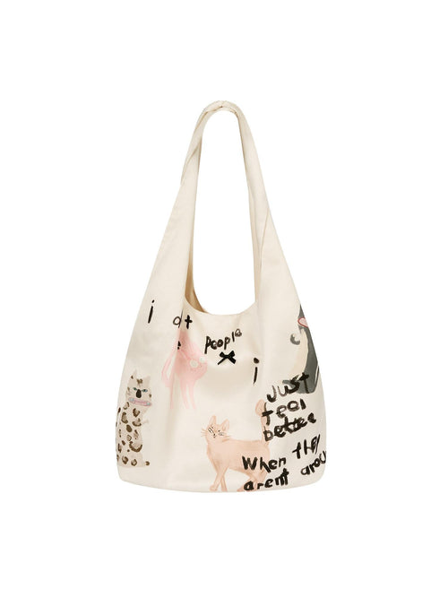 Outthe Blue Bow Accent Sweet Magnetic Closure Casual Polyester Ivory Tote Bags