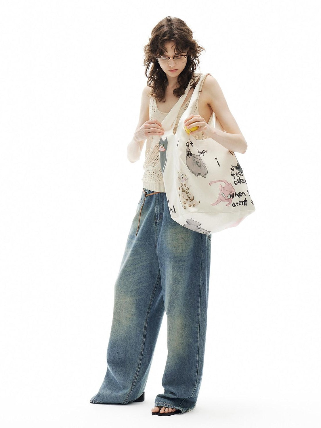 Outthe Blue Bow Accent Sweet Magnetic Closure Casual Polyester Ivory Tote Bags