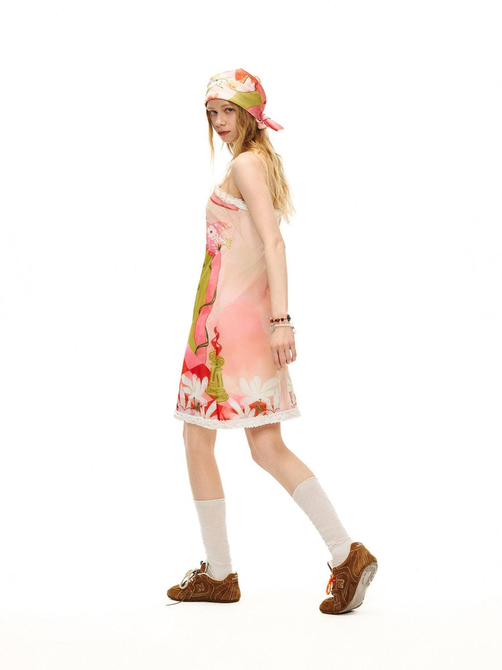 Outthe Blue Cat Garden Print Poly Spandex Slim Fit Sleeveless A Line Women Midi Dresses