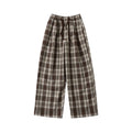 Outthe_Blue_Comfy_Relaxed_Cuffed_Brown_Plaid_Natural_Waist_Ladies_Poly_Cotton_Wide_Leg_Pants_MISSTT