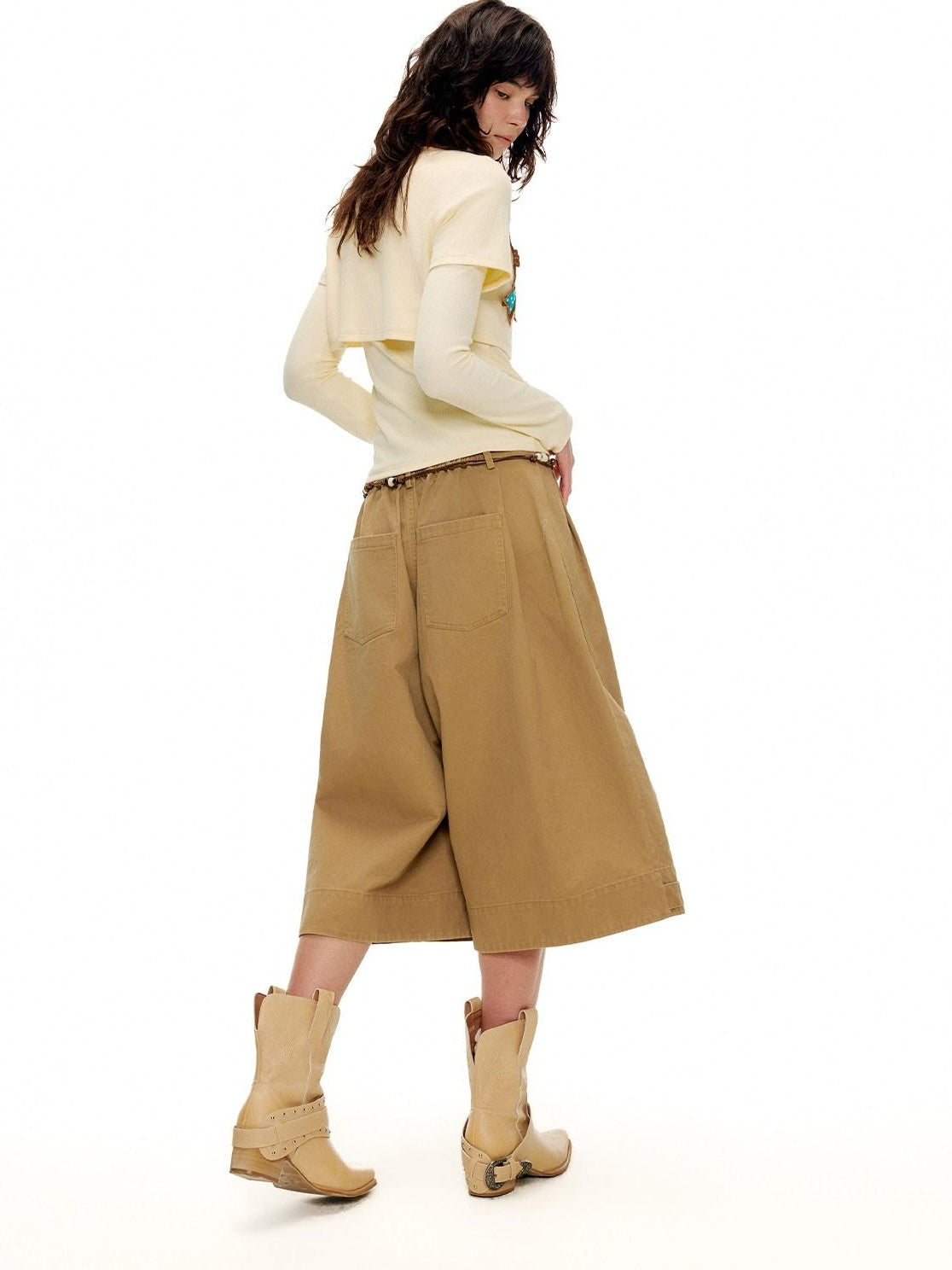 Outthe Blue Cotton Blend Stretch Slim Fit Cropped Casual Top For Women Long Sleeve T-Shirts