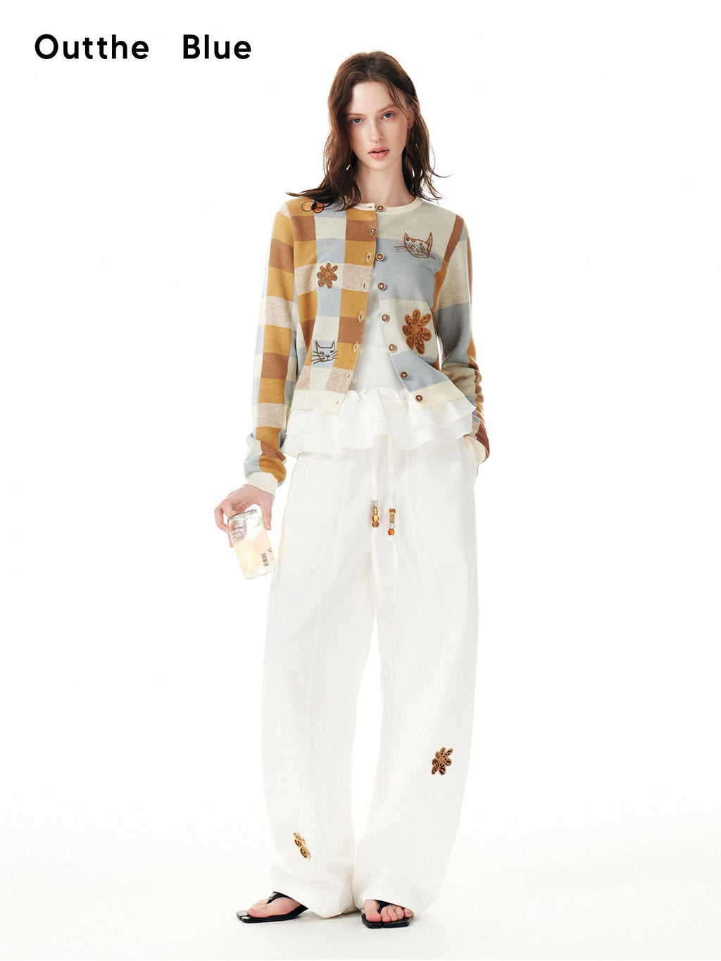 Outthe Blue Cotton Drawstring Pockets Natural Waist Workwear Long White Wide Leg Pants
