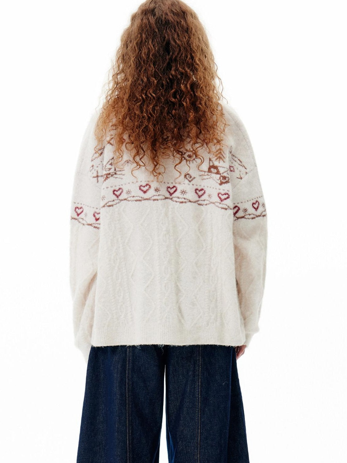 Outthe Blue Cozy Embroidered Animal Floral Loose V-neck Women Commuter Knit Cardigans