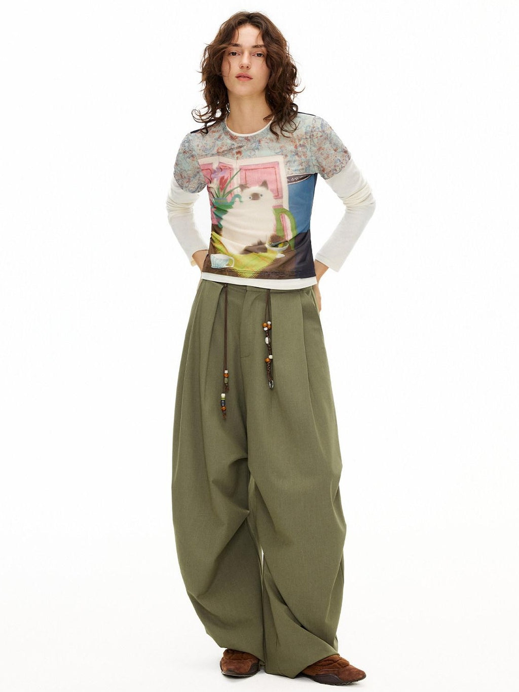 Outthe Blue Cozy Rayon Cotton Blend Animal Print Slim Fit Casual Women Long Sleeve T-Shirts