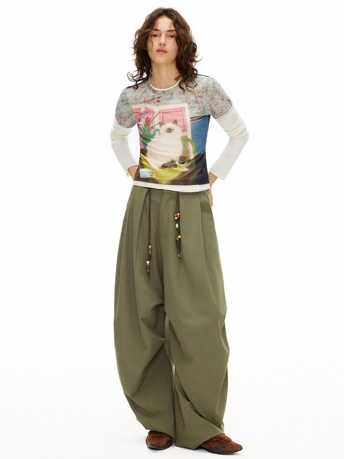 Outthe Blue Cozy Rayon Cotton Blend Animal Print Slim Fit Casual Women Long Sleeve T-Shirts
