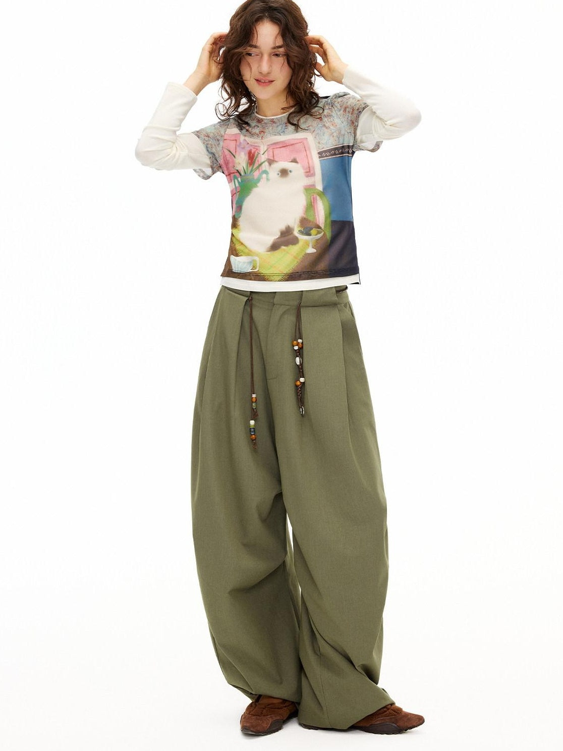 Outthe Blue Cozy Rayon Cotton Blend Animal Print Slim Fit Casual Women Long Sleeve T-Shirts