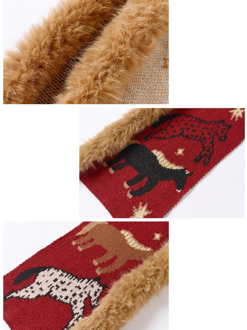 Outthe Blue Cozy Wool Blend Warm Neck Warmer Korean Style Unisex Animal Print Scarves