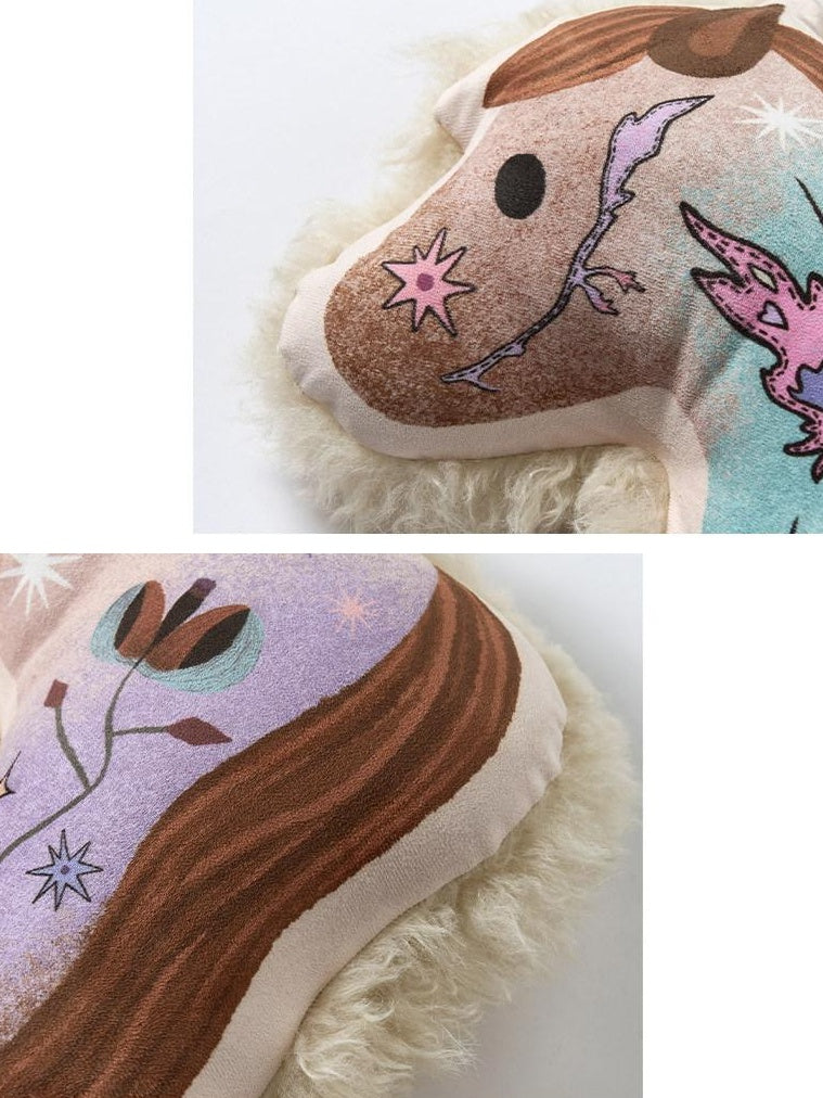 Outthe Blue Cute Cartoon C Shaped Printed Polyester Neck Pillow Home Office Bedroom Jewelry