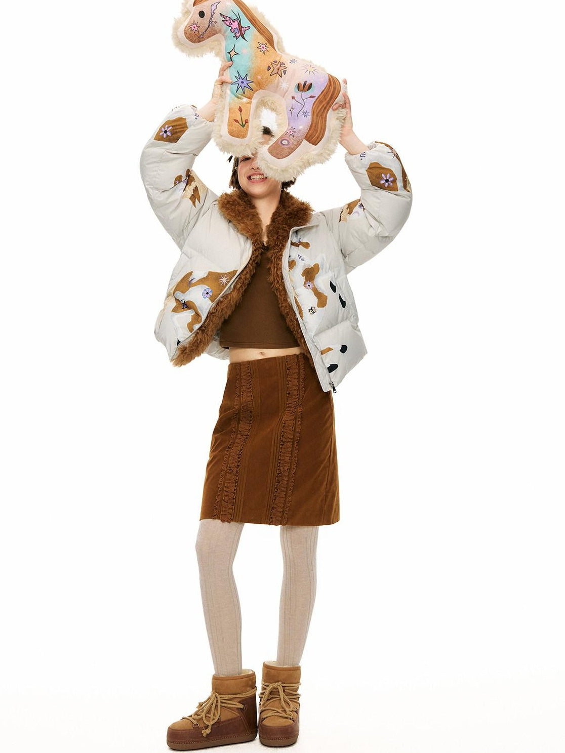 Outthe Blue Cute Cartoon C Shaped Printed Polyester Neck Pillow Home Office Bedroom Jewelry
