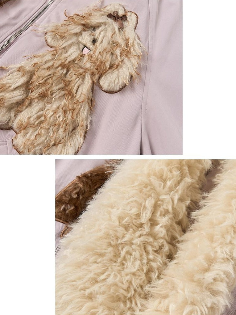 Outthe Blue Eco 90 Down Warm Loose Casual Patch Lapel High Waist Women Zipper Down Jackets