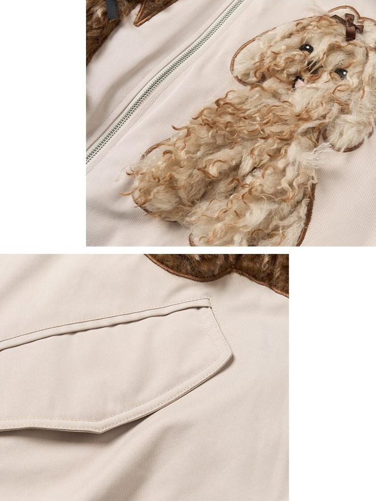 Outthe Blue Eco 90 Down Warm Loose Casual Patch Lapel High Waist Women Zipper Down Jackets