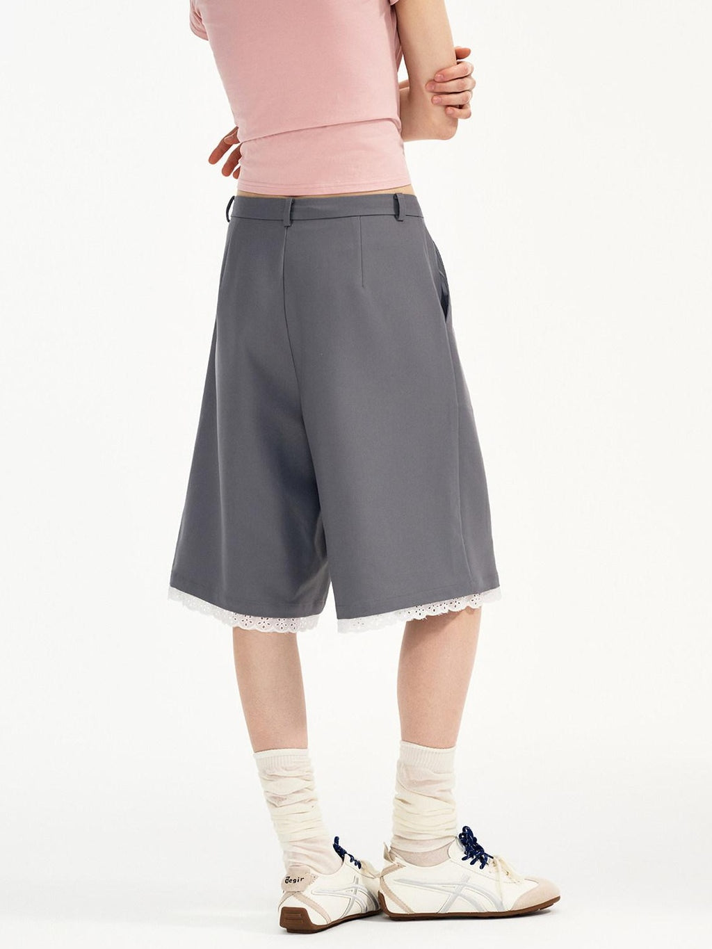 Outthe Blue Elastic Waist Pockets Original Loose Casual Dark Gray Poly Blend Straight Pants