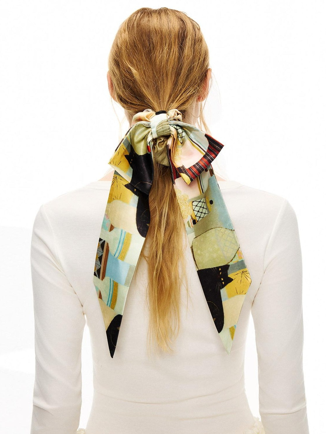 Outthe Blue Elegant Vintage Satin Bow Scrunchie For Women Chic Bow Hair Accessories