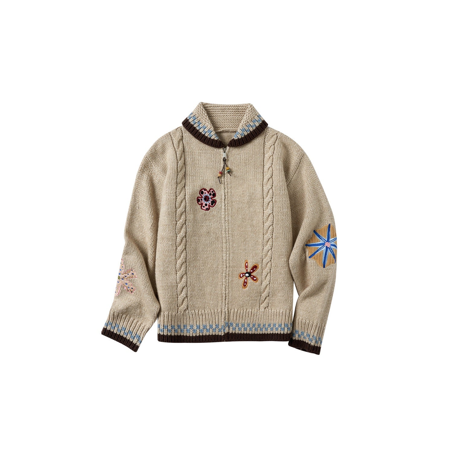 Outthe_Blue_Embroidered_Loose_Knit_Zip_Up_Stand_Collar_Workwear_Light_Camel_Animal_Cardigans_MISSTT