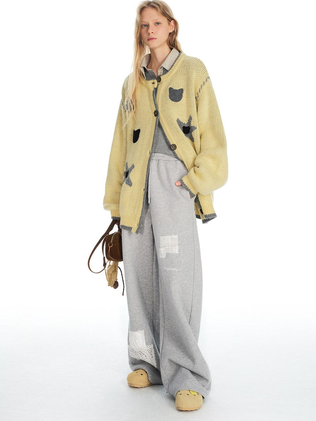 Outthe Blue Fleece Lined Cotton Zip Gray Detachable Fur Collar Jogger Top & Pants Sets