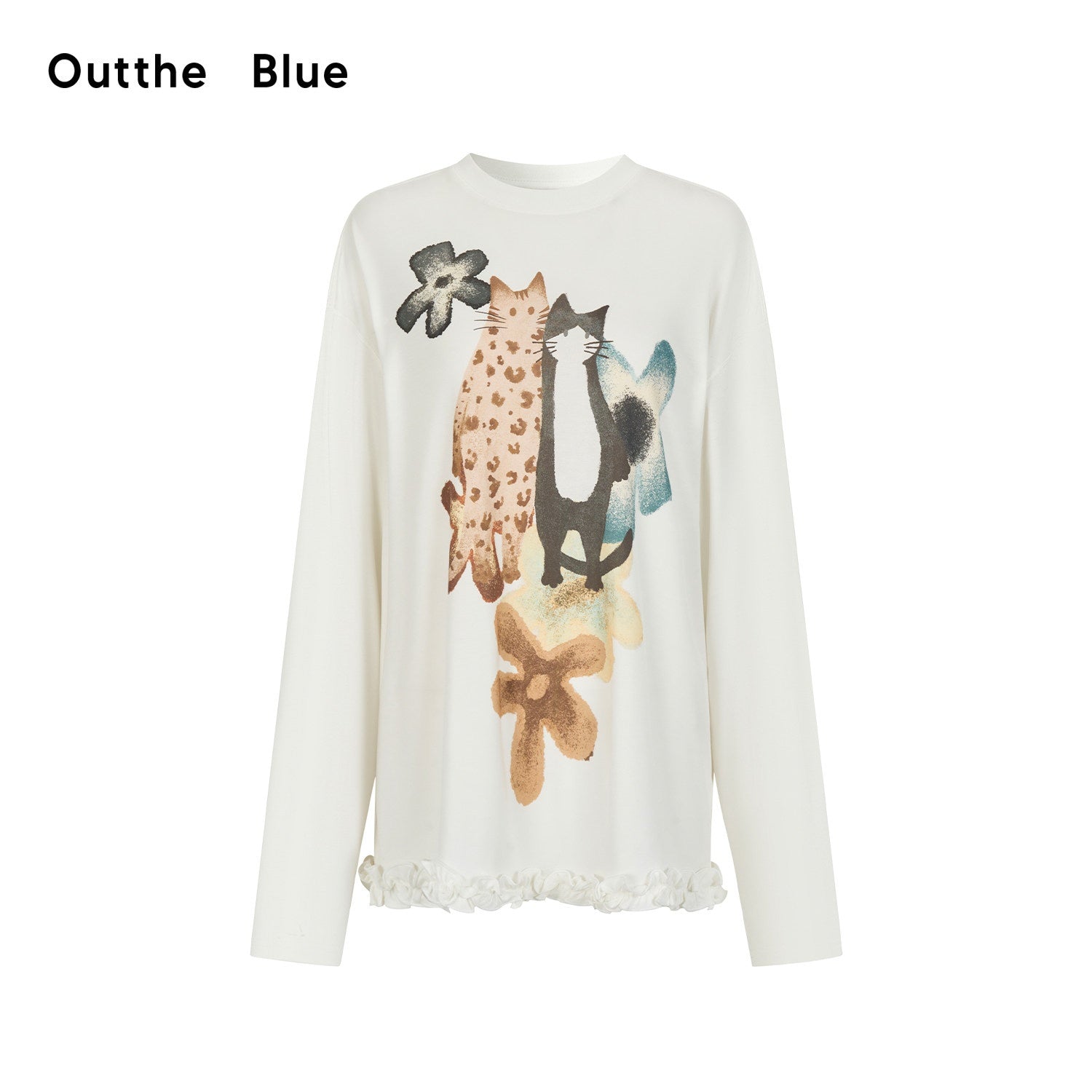 Outthe_Blue_Floral_Animal_Print_Loose_Long_Sleeve_Roundneck_4_Piece_Women_Top_&_Skirt_Sets_MISSTT