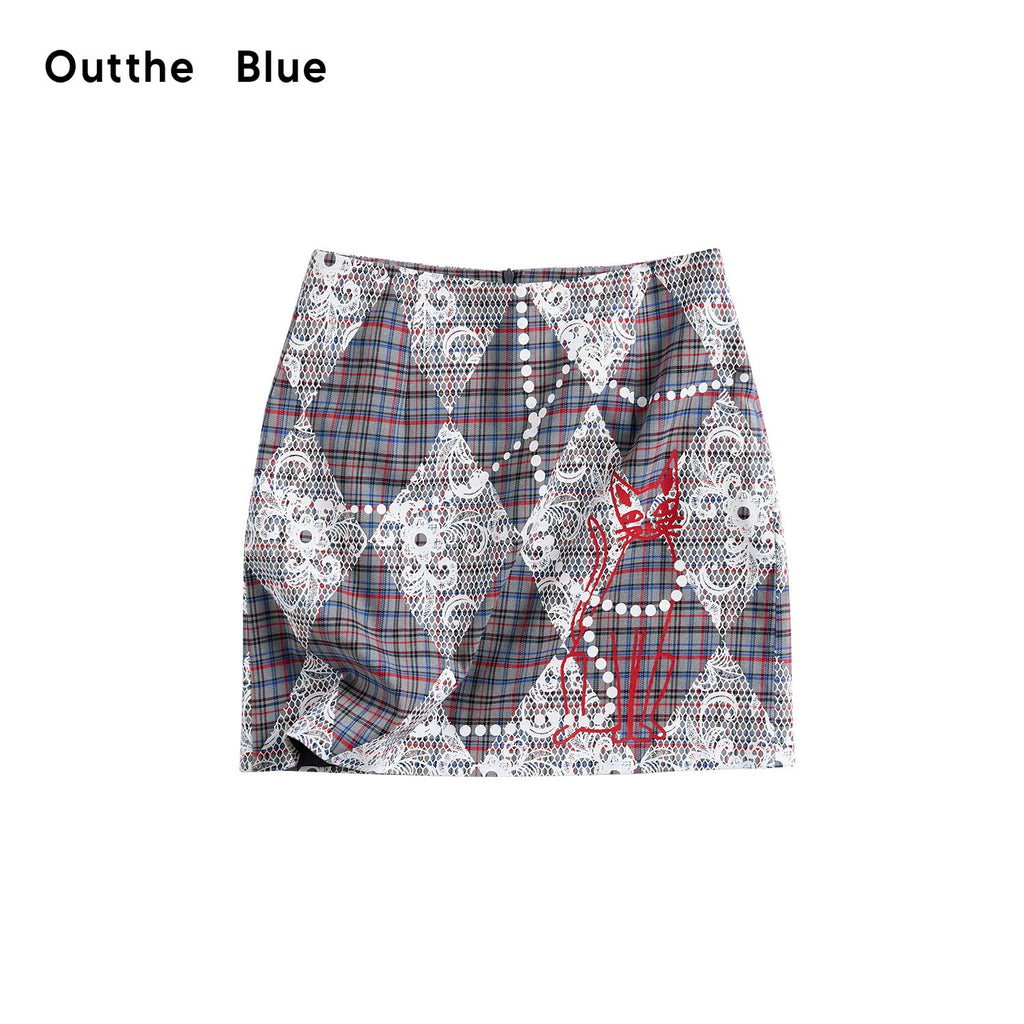 Outthe_Blue_Floral_Print_Mid_Rise_Slim_Fit_A_Line_Women_Grey_Plaid_Polyester_Mini_Skirts_MISSTT
