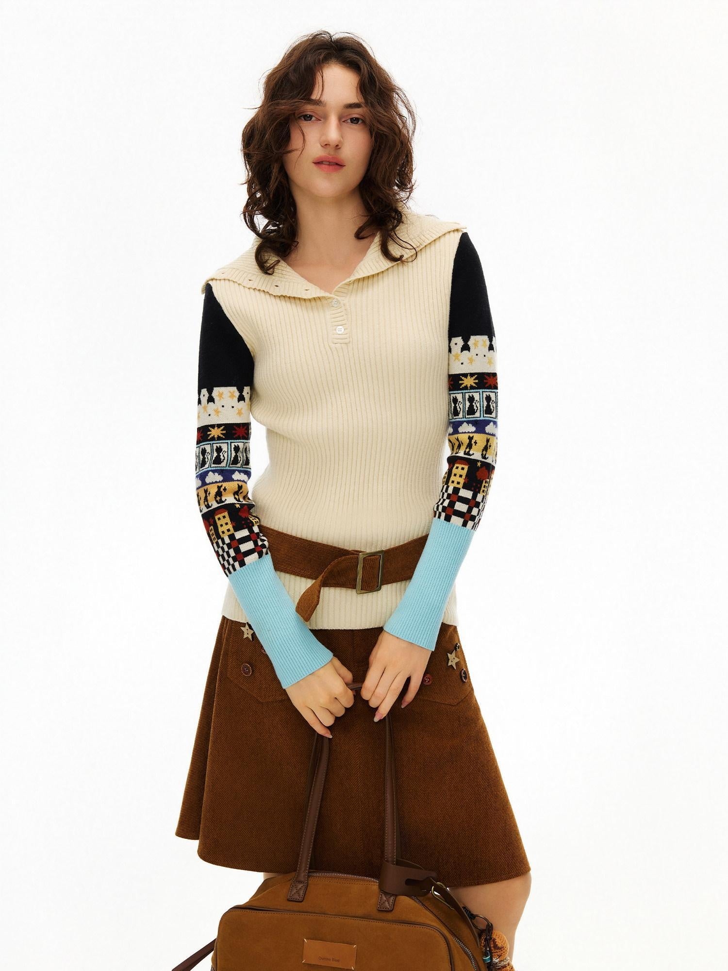 Outthe Blue Heat Retaining Long Sleeve Slim Fit Office Pullover Ivory Knitwear