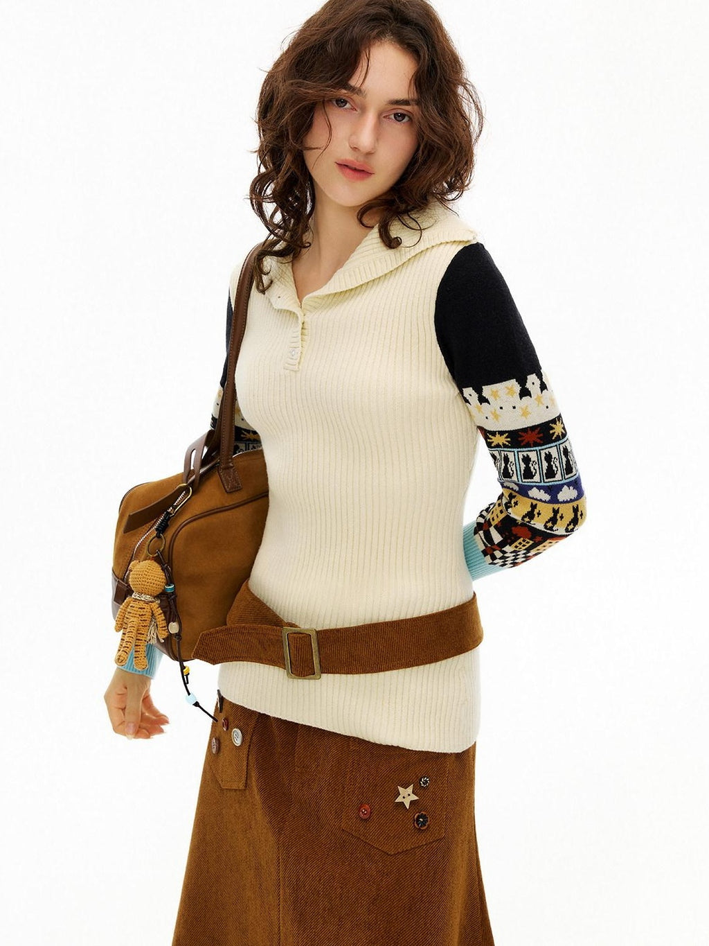 Outthe Blue Heat Retaining Long Sleeve Slim Fit Office Pullover Ivory Knitwear