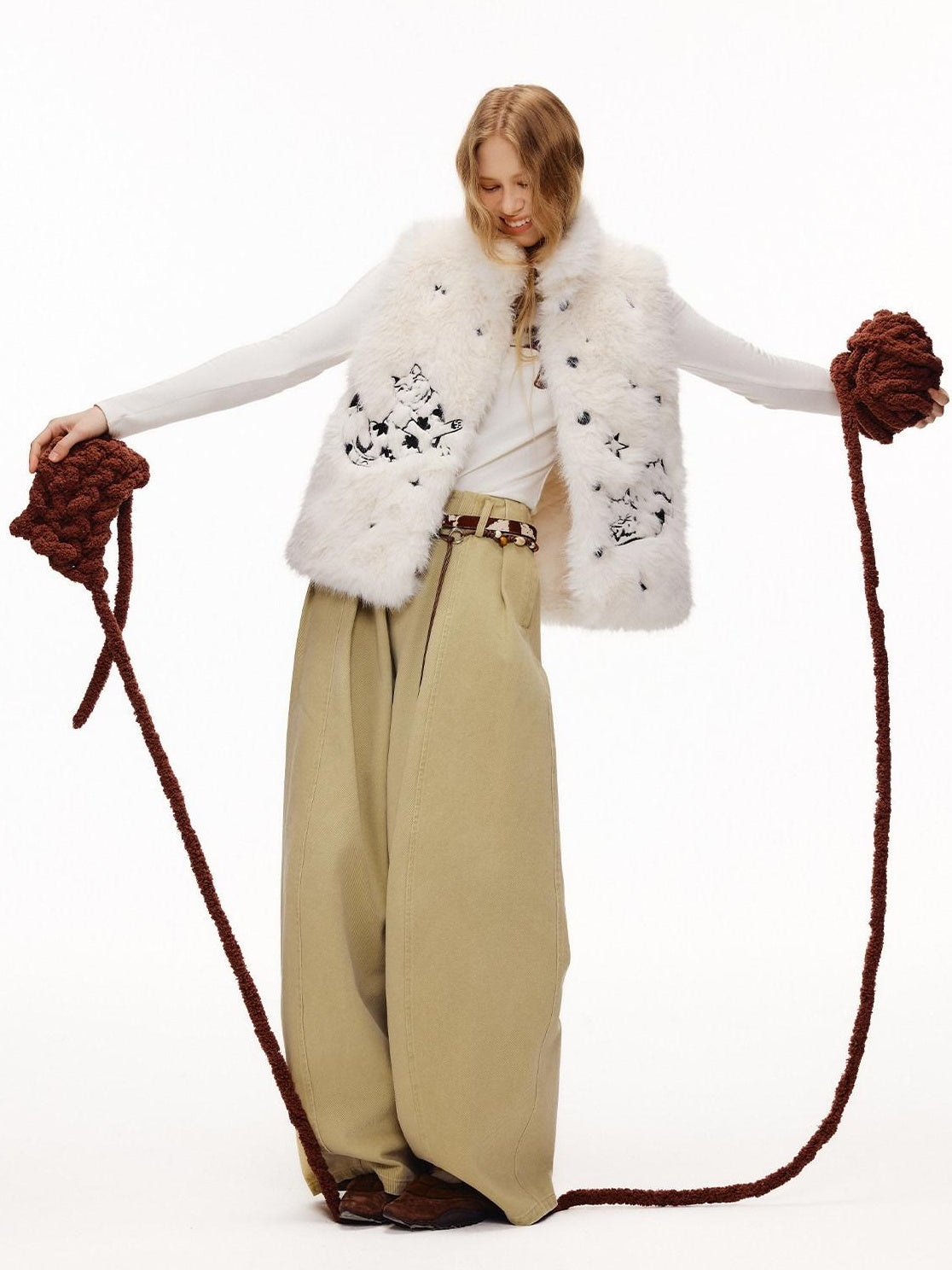 Outthe Blue High Waist Washed Cotton Comfort Casual Solid Khaki Coffee Women Wide Leg Pants