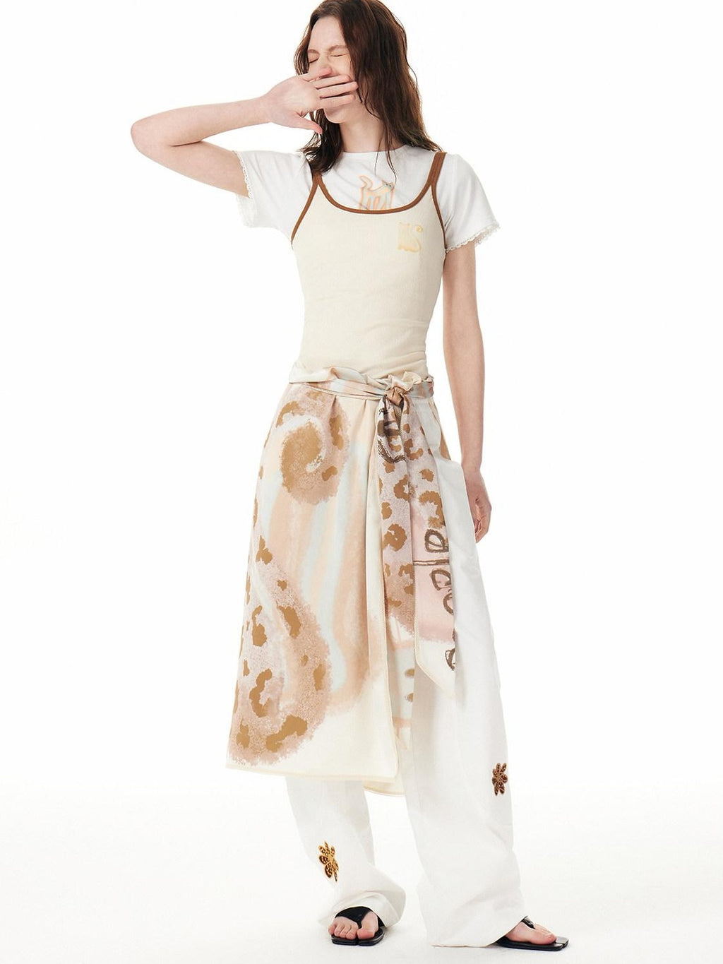 Outthe Blue Lightweight Polyester Shawl Style Unisex Floral Cat Animal Print Decorative Belts