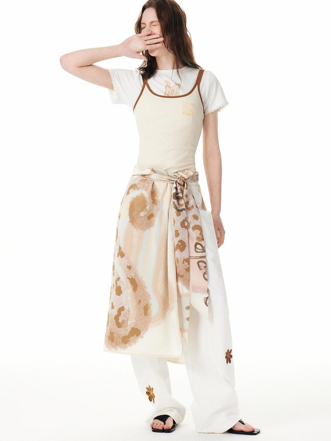 Outthe Blue Lightweight Polyester Shawl Style Unisex Floral Cat Animal Print Decorative Belts