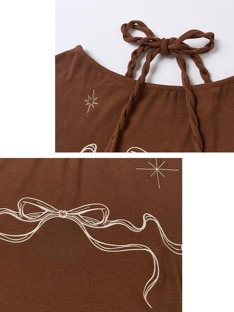 Outthe Blue Lyocell Blend V-neck Relaxed Fit Casual Women Caramel Brown Long Sleeve T-Shirts