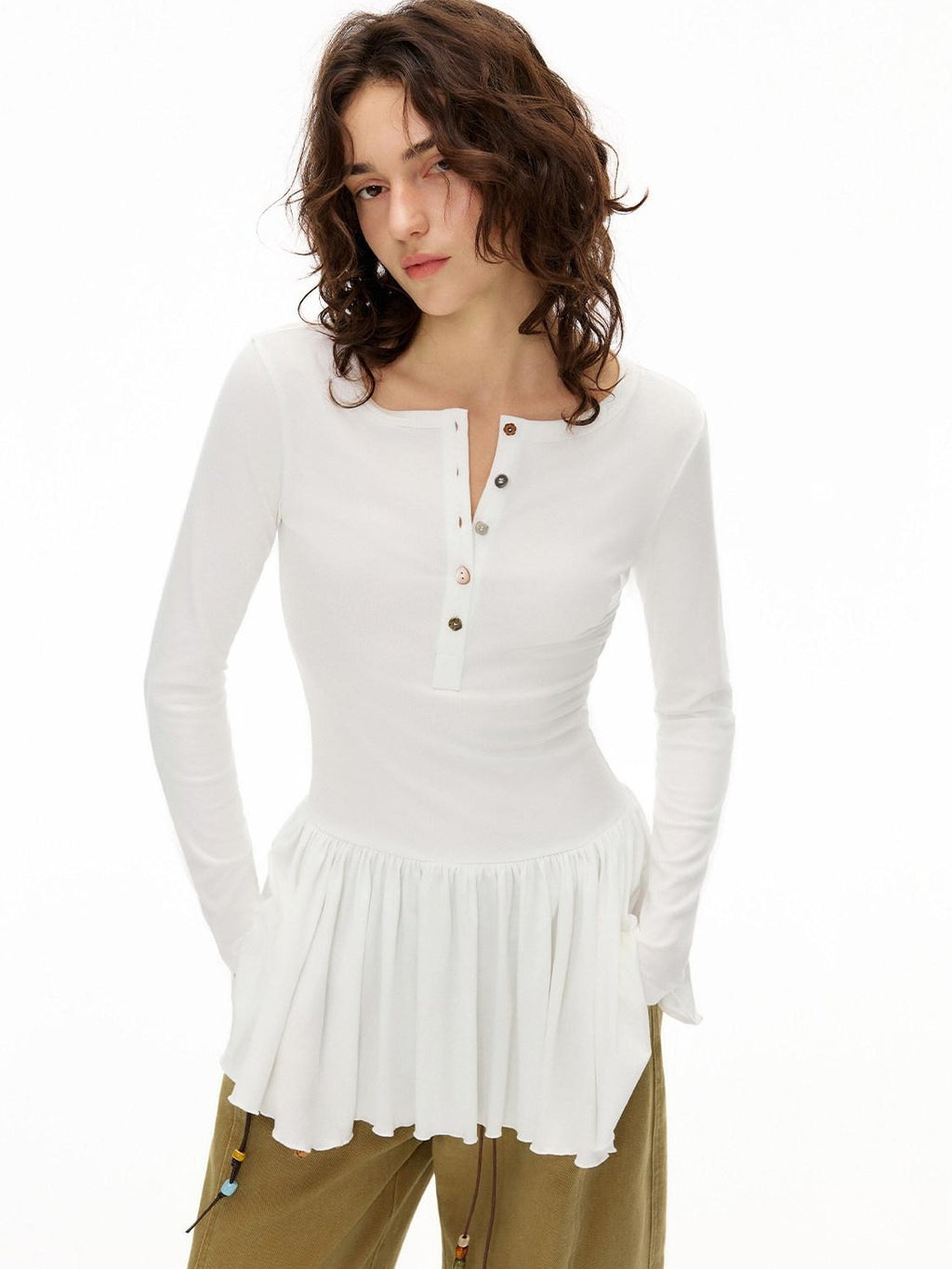 Outthe Blue Lyocell Stretch Asymmetrical Slim Fit Long Sleeve Women White Mini Dresses